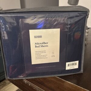 BELADOR Silky Soft King Navy Sheet Set Luxury 6 Piece Bed Sheets 16" Deep